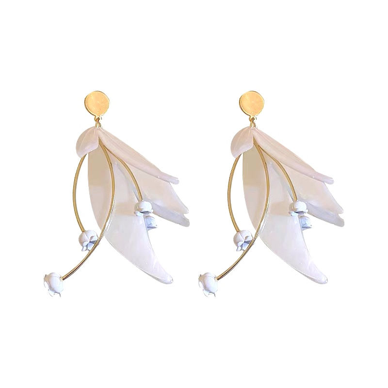 Thumbnail: Bridal White Floral Statement Earring- S925 Post