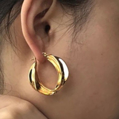 Thumbnail: 14k Gold Plated- Large Swirl Hoops