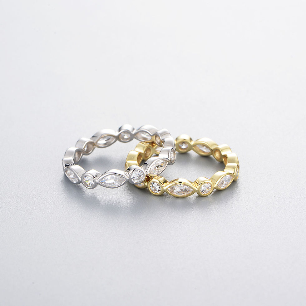 Thumbnail: S925 Round & Marquee CZ Stacker Ring