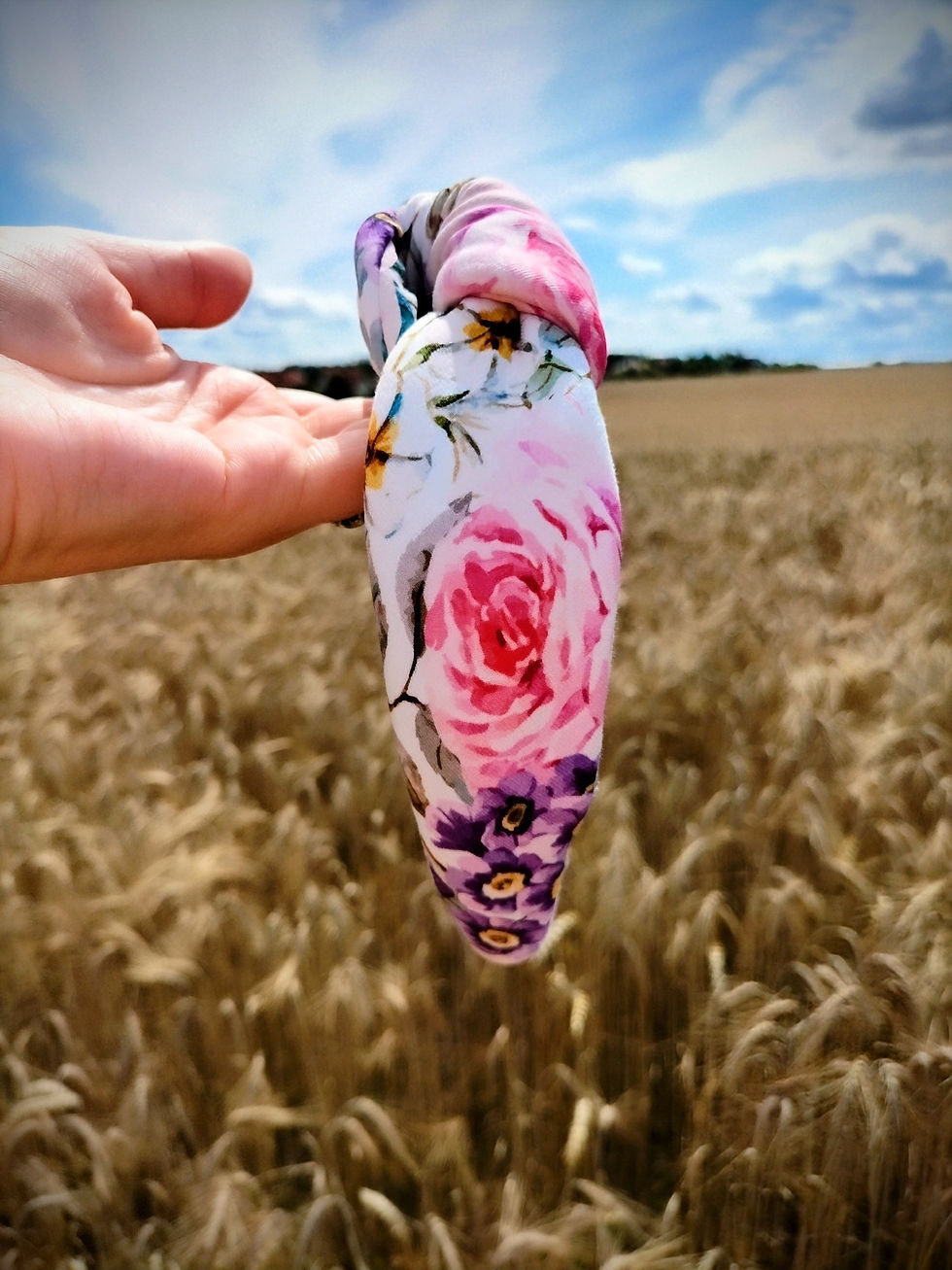 Opaska MAXI na głowę z dużym supełkiem supełek kwiaty KOSS