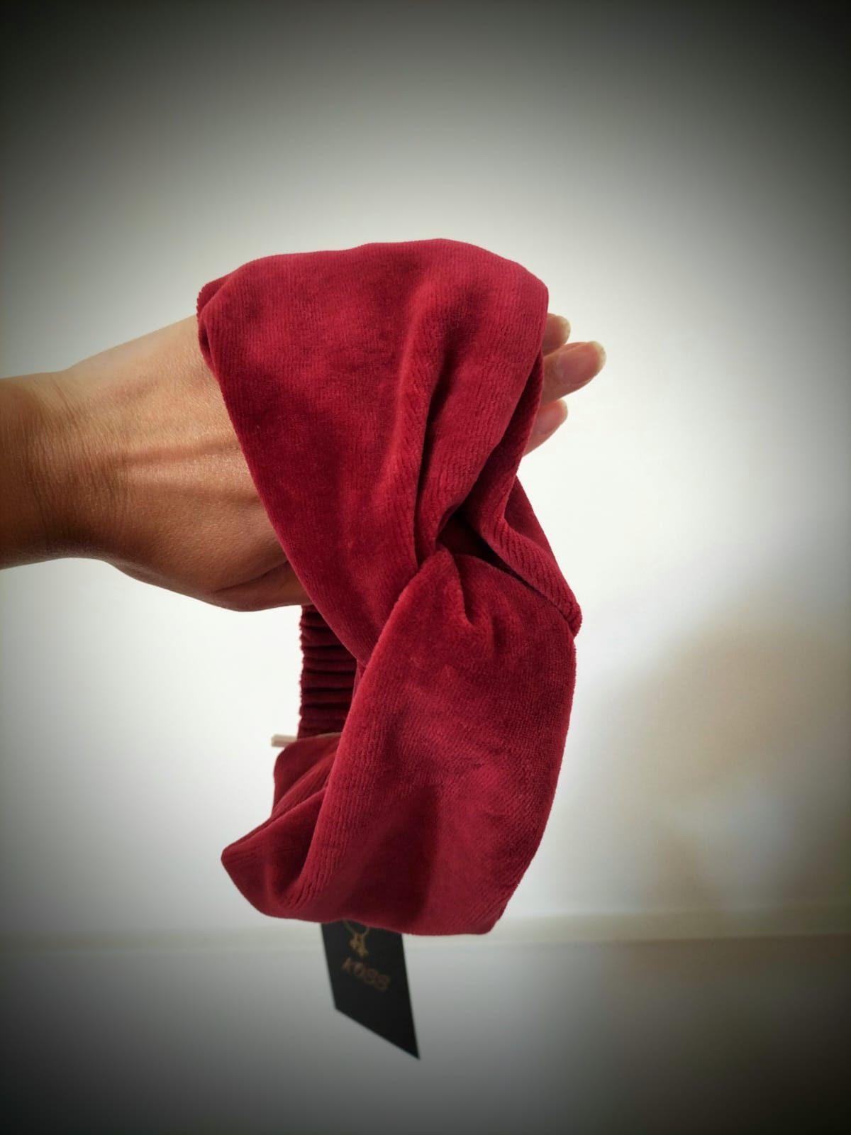 Opaska damska twistband velvet czerwone wino KOSS