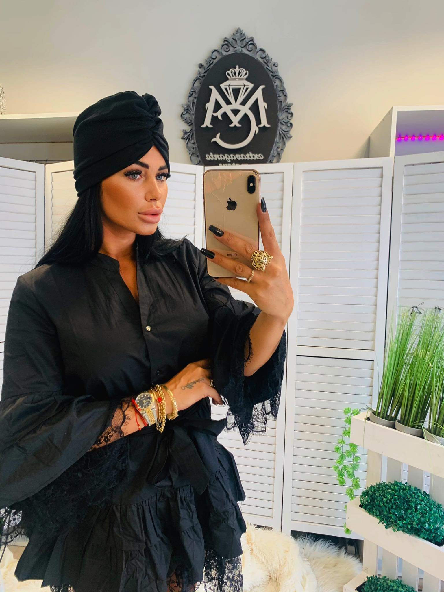 Turban czarny damski i dla dziecka