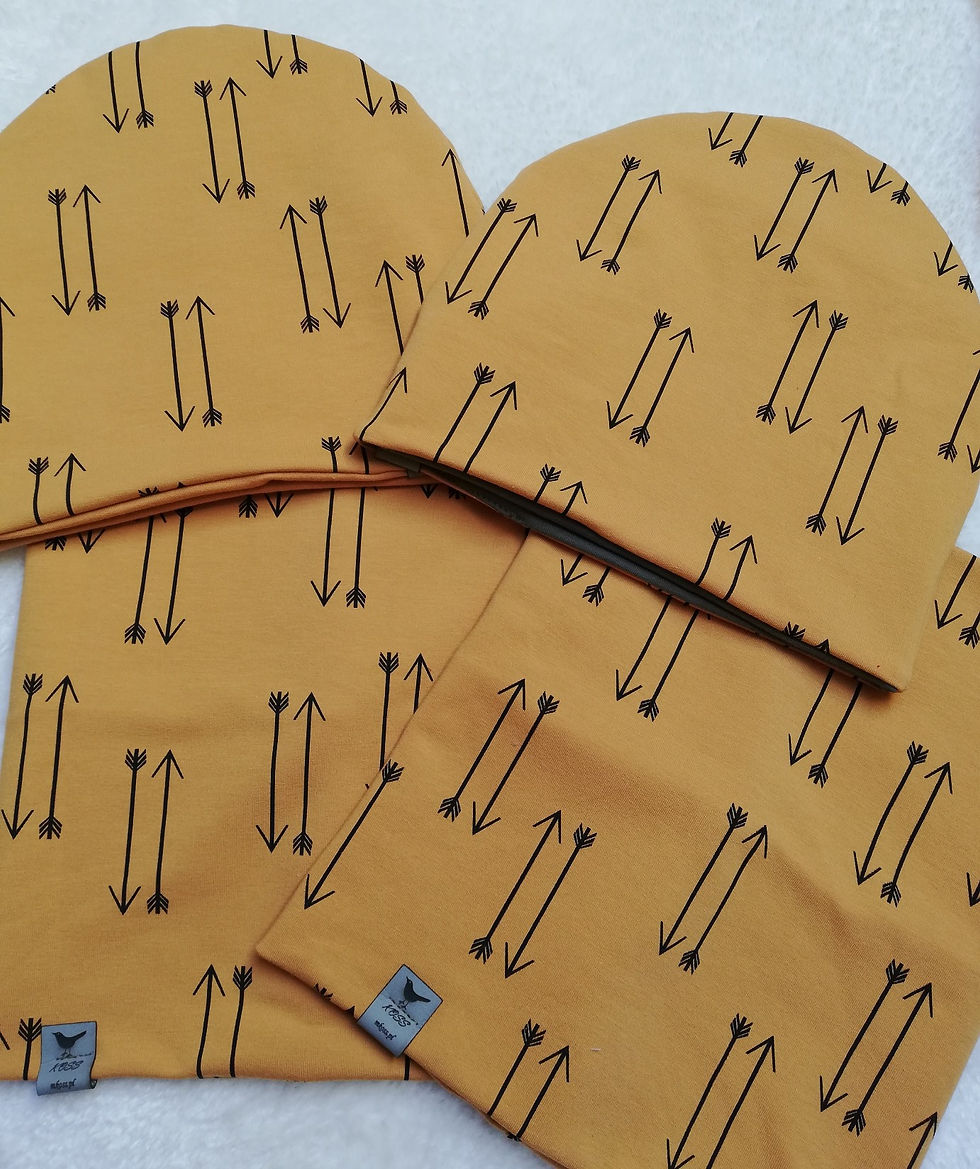 Czapka dwustronna męska, damska, dziecko, strzały miodowe