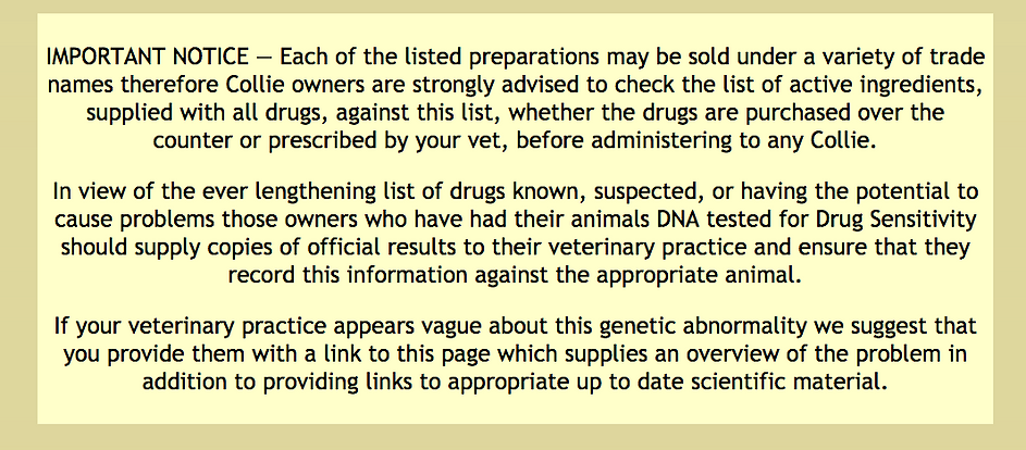 Stirlingcollies - collie drug sensitivities