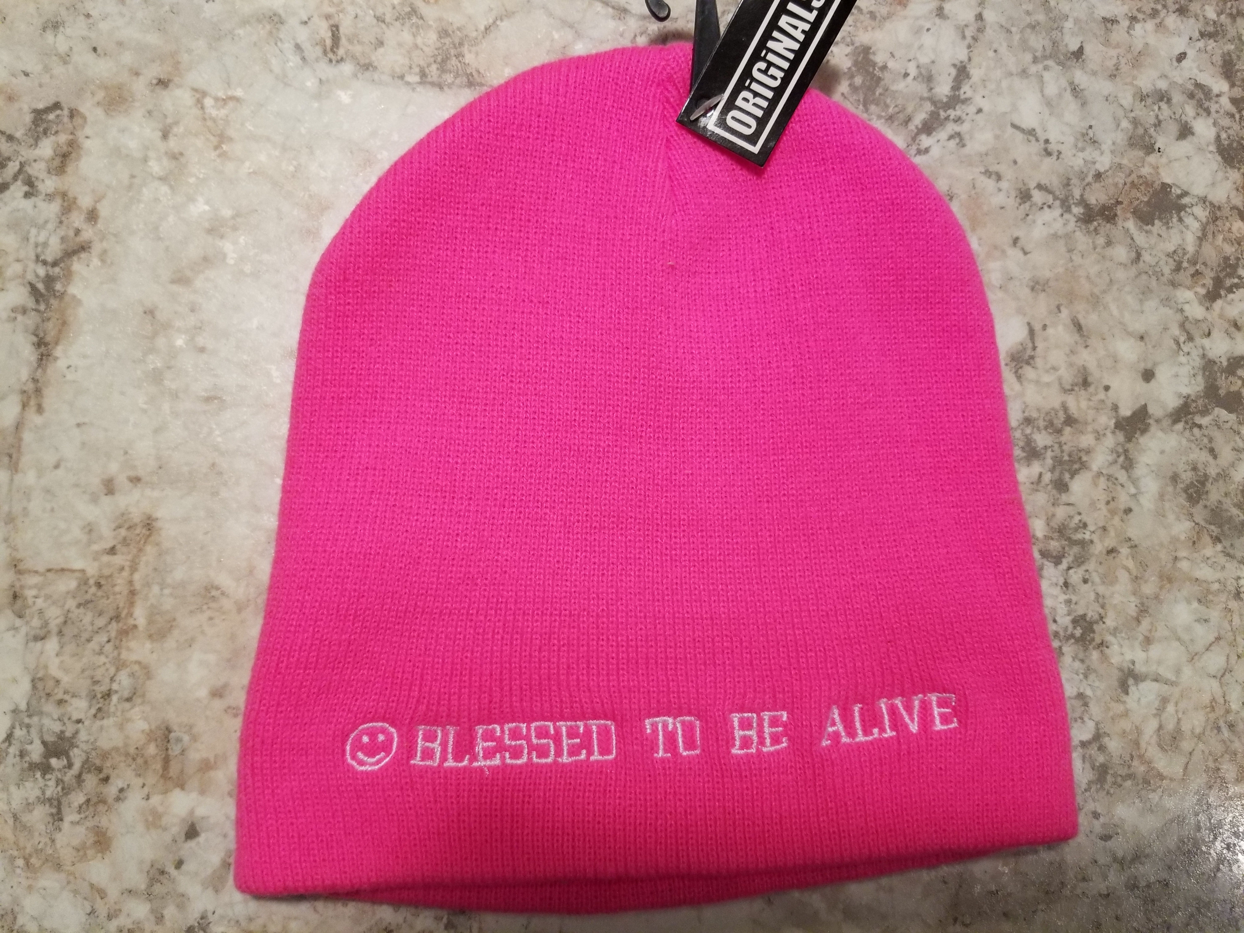 Pink Skully Embroidered Blessed To Be Alive