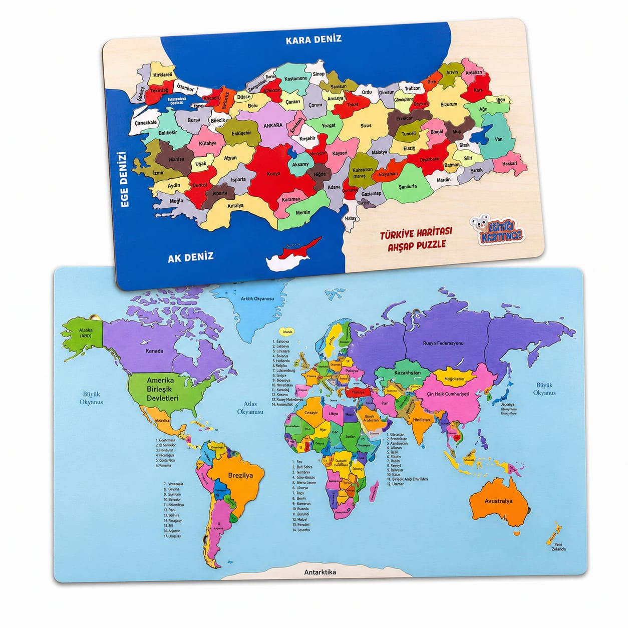 Ahşap Dünya Haritası Puzzle ve Türkiye Haritası Puzzle Ahşap Puzzle Ahşap Oyunca