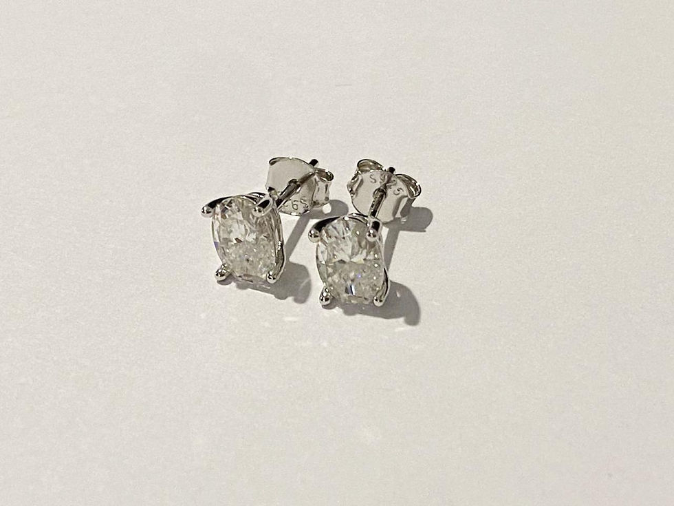 Miniatura: Brinco Ponto de Luz Oval Moissanite Prata 925