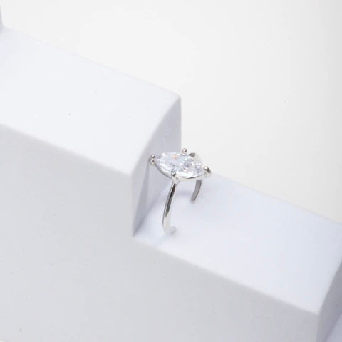 Miniatura: Anel  Marquise Ródio Branco