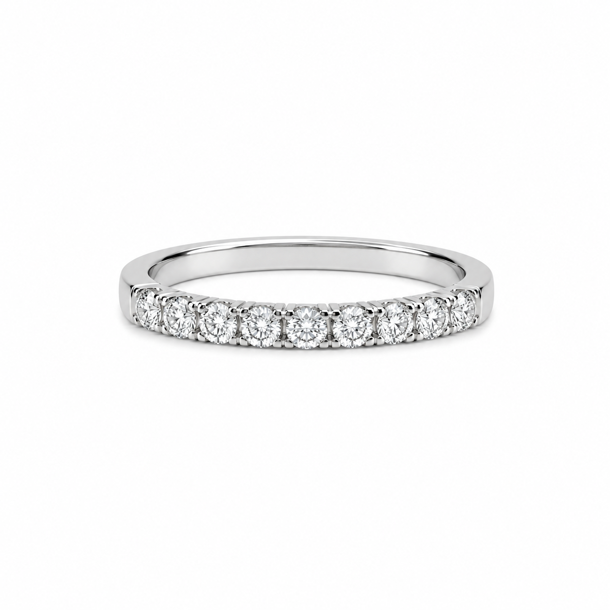 Meia Aliança Moissanite 3mm Prata 925