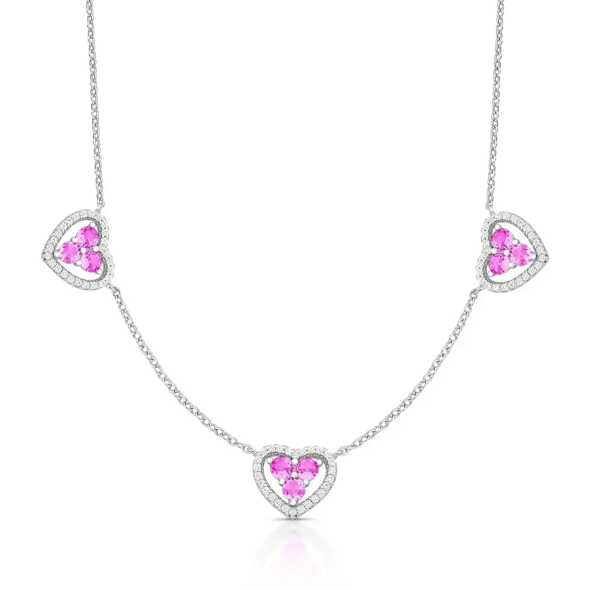Colar Heart Glam Prata 925 Turmalina Rosa