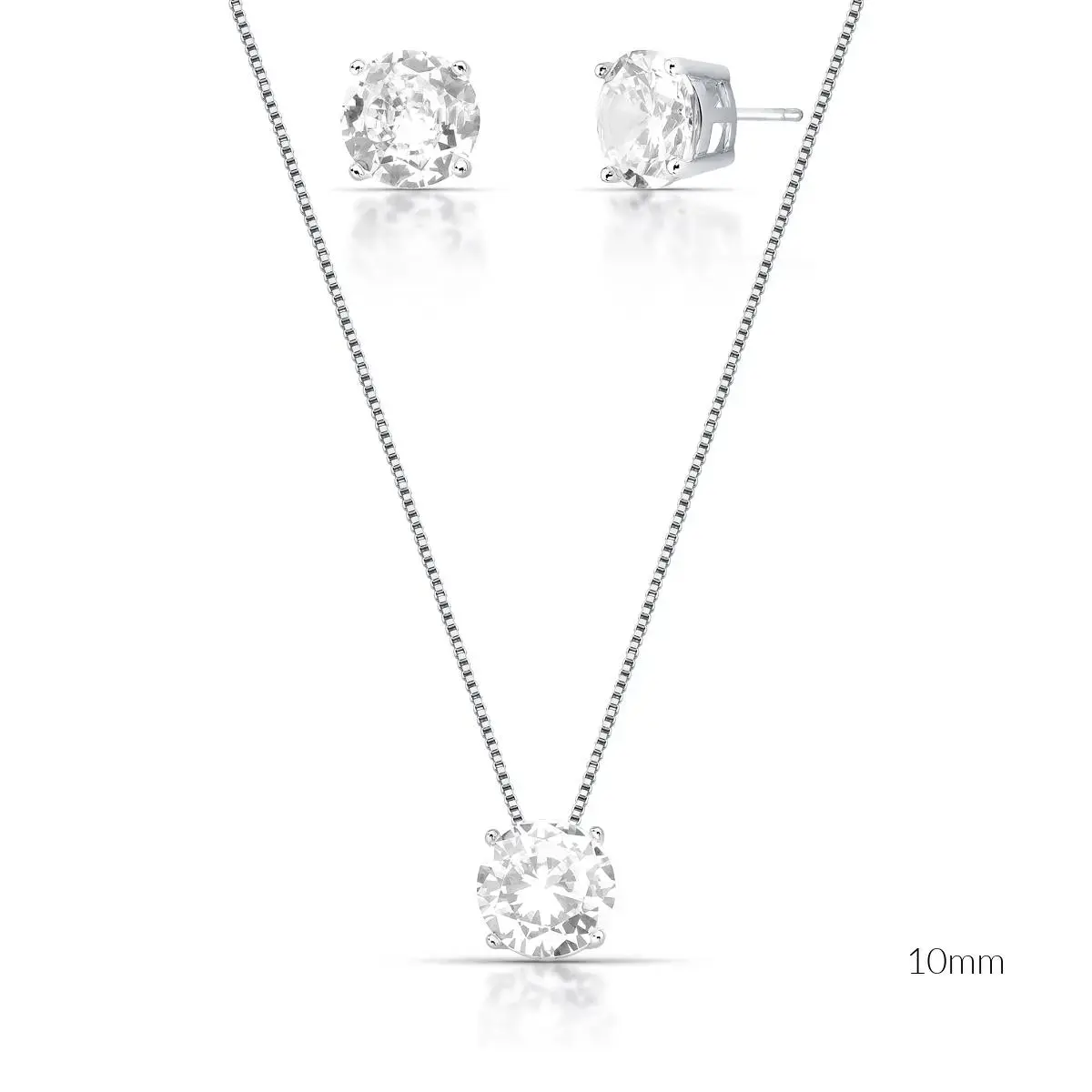 Conjunto Ponto de Luz G  Ródio Branco 