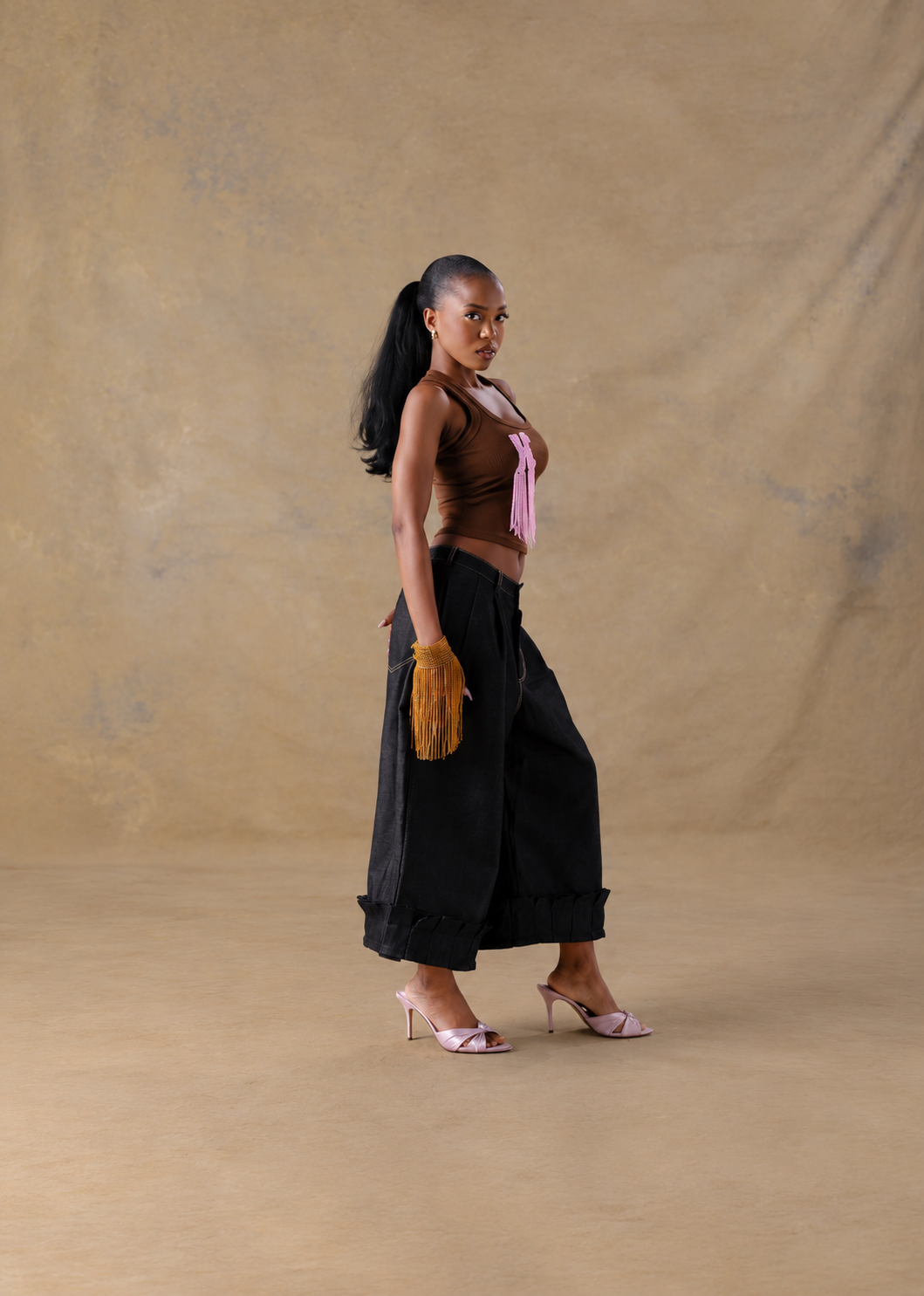 Embroidered Denim Culottes