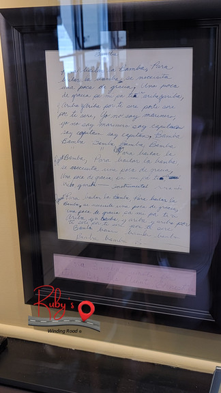 La Bamba lyrics written out by aunt of Valens to help him learn the song.