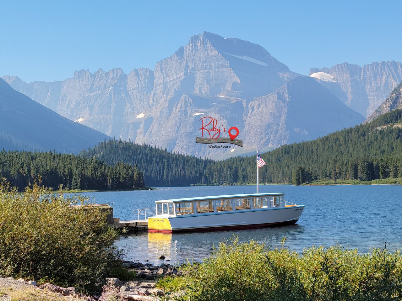 Boat on Swiftcurrent Lake 