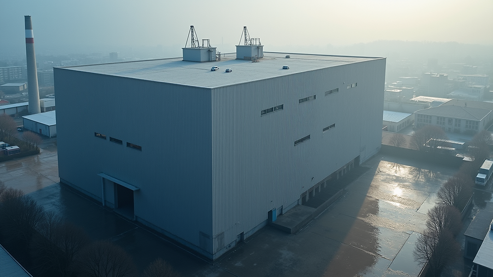 High angle view of industrial building with nano-coated surfaces