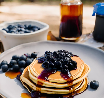 Protein Pancakes with Blueberry Compote