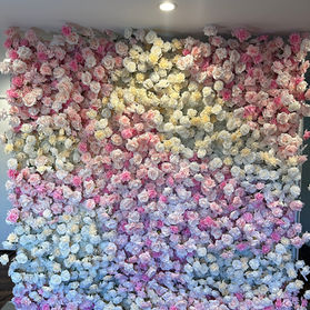 pink and white rose flower wall rental