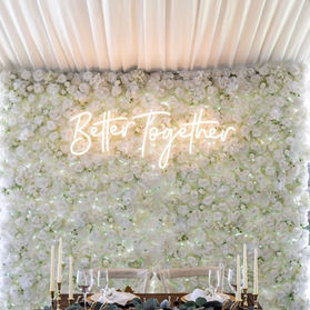 white rose flower wall rental