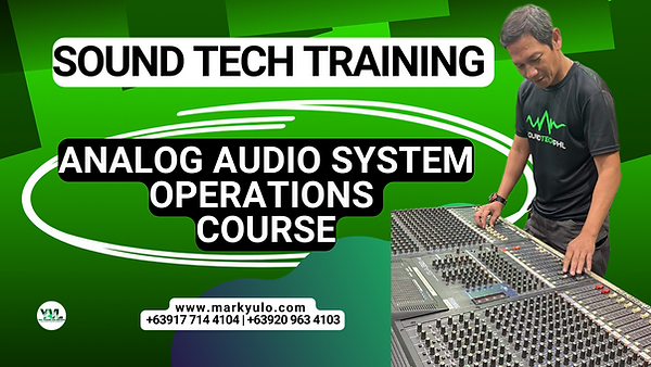 Sound Tech Training Course on Analog Audio System. Training session topics and exercises apply to all brands and make use of each of the parameters found in analog audio signal processors such as Gates, Compressor, and Limiter. During the training, the participants will know the audio operation strategies for live sound. seminar, workshop, hands on, tutorial, mentoring, audio and sound essentials, yamaha audio, mackie, alto audio, soundcraft, midas, behringer, allen and heath, digico mixer, digidesign, pro tools, presonus, Philippines, Manila, Quezon City, Makati, Pasig, Pasay, Paranaque, Mandaluyong, Cebu, Davao, Rizal, Cavite, Batangas, Laguna, Quezon Province, Palawan, Bulacan, Pampanga, Pangasinan, Baguio, Ilocos, Bicol, Butuan, Zamboanga, Cagayan De Oro, Ozamis, Iligan, Bacolod, Iloilo, Dumaguete, Tuguegarao, Cagayan Valley, La Union