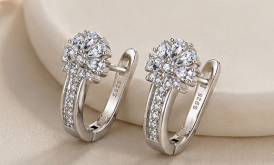 Thumbnail: The Fleur Crystal Hoop Earrings