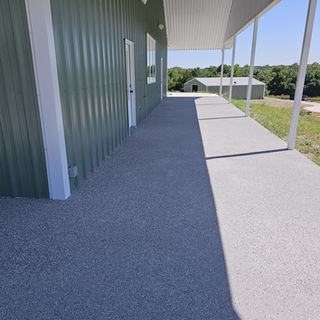 Flake epoxy coating on a covered concrete porch by Star Epoxy