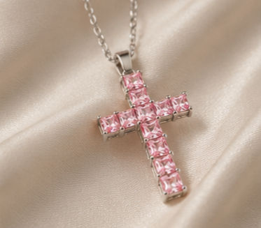 Thumbnail: The Rosé Crystal Cross Necklace