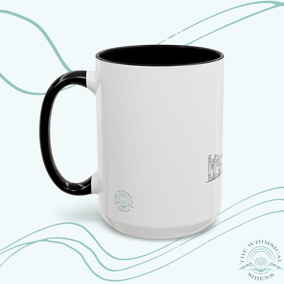 Thumbnail: Back view of Book Dragon mug, this side shows The Whimsical Sirens logo.