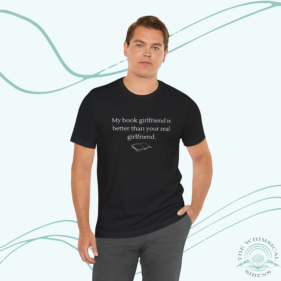 Book Girlfriend is Best Book Lover Tshirt Black Front View on Male Model