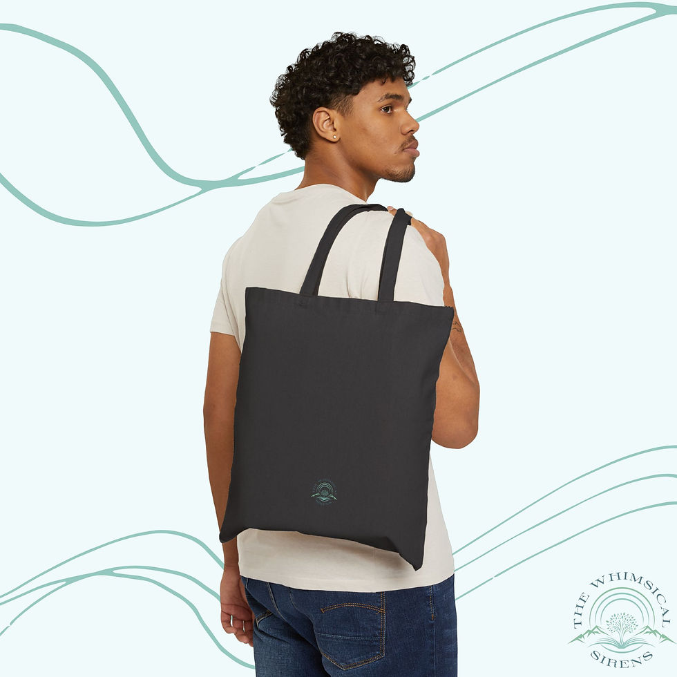Thumbnail: Man wearing the Falling for Villains bookish villain tote bag