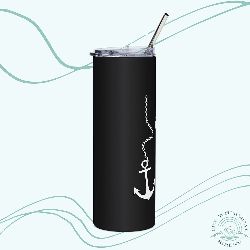 Thumbnail: Books & Anchors Tumbler w/ Straw in Black Side View