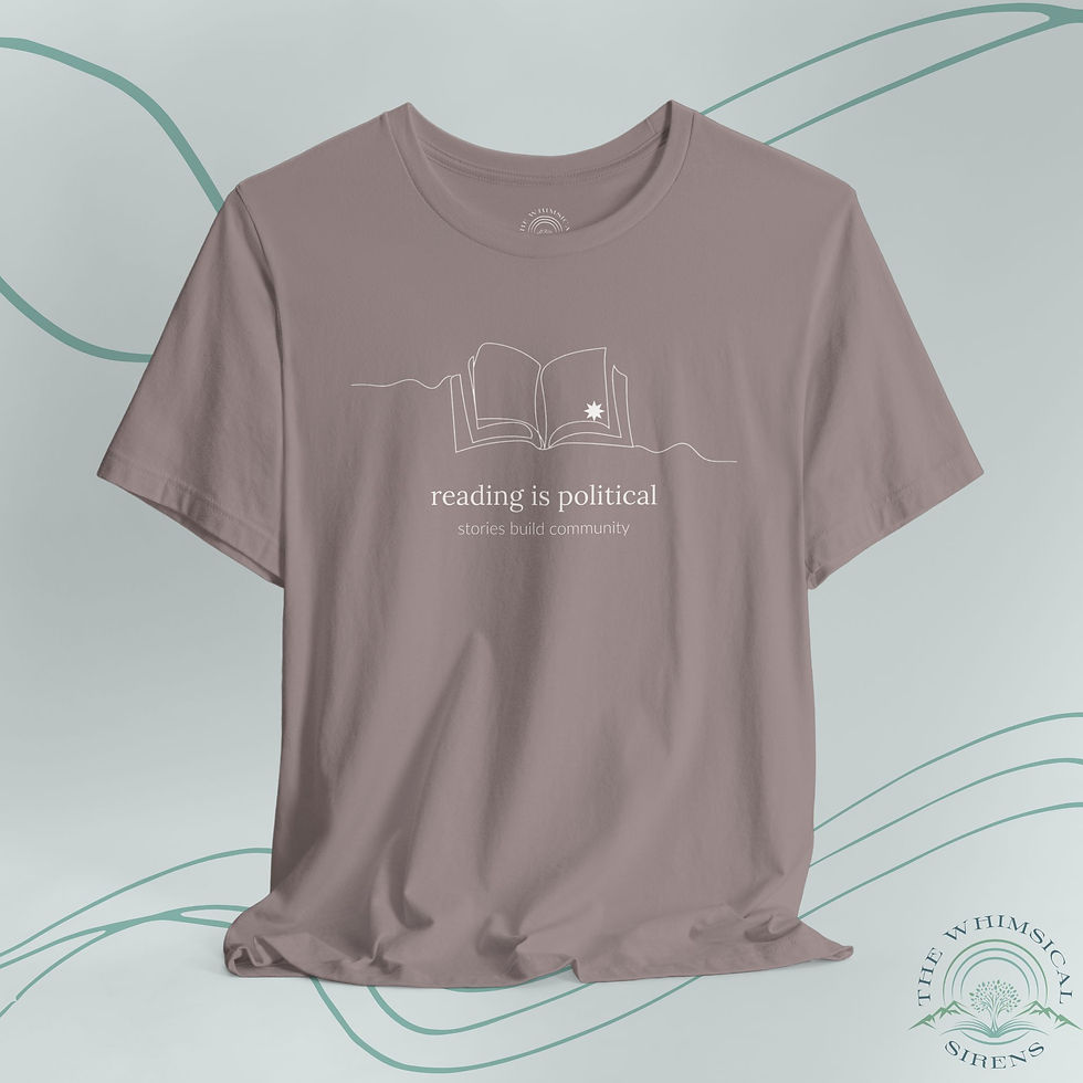 Thumbnail: Reading is political t-shirt with book line art