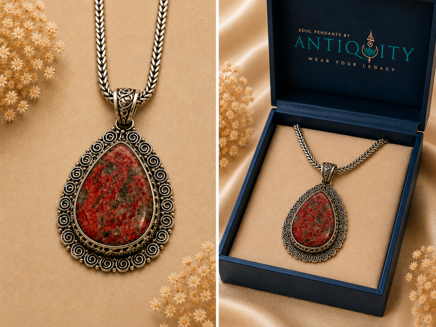 Earth's Heart ~ Natural Brecciated Jasper Pendant in Sterling Silver
