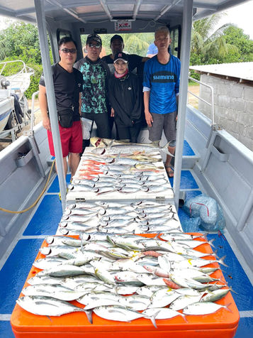 Family fishing in boat