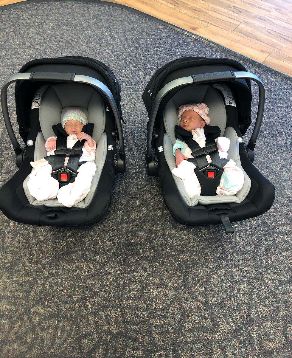 Twins in lightweight carseats