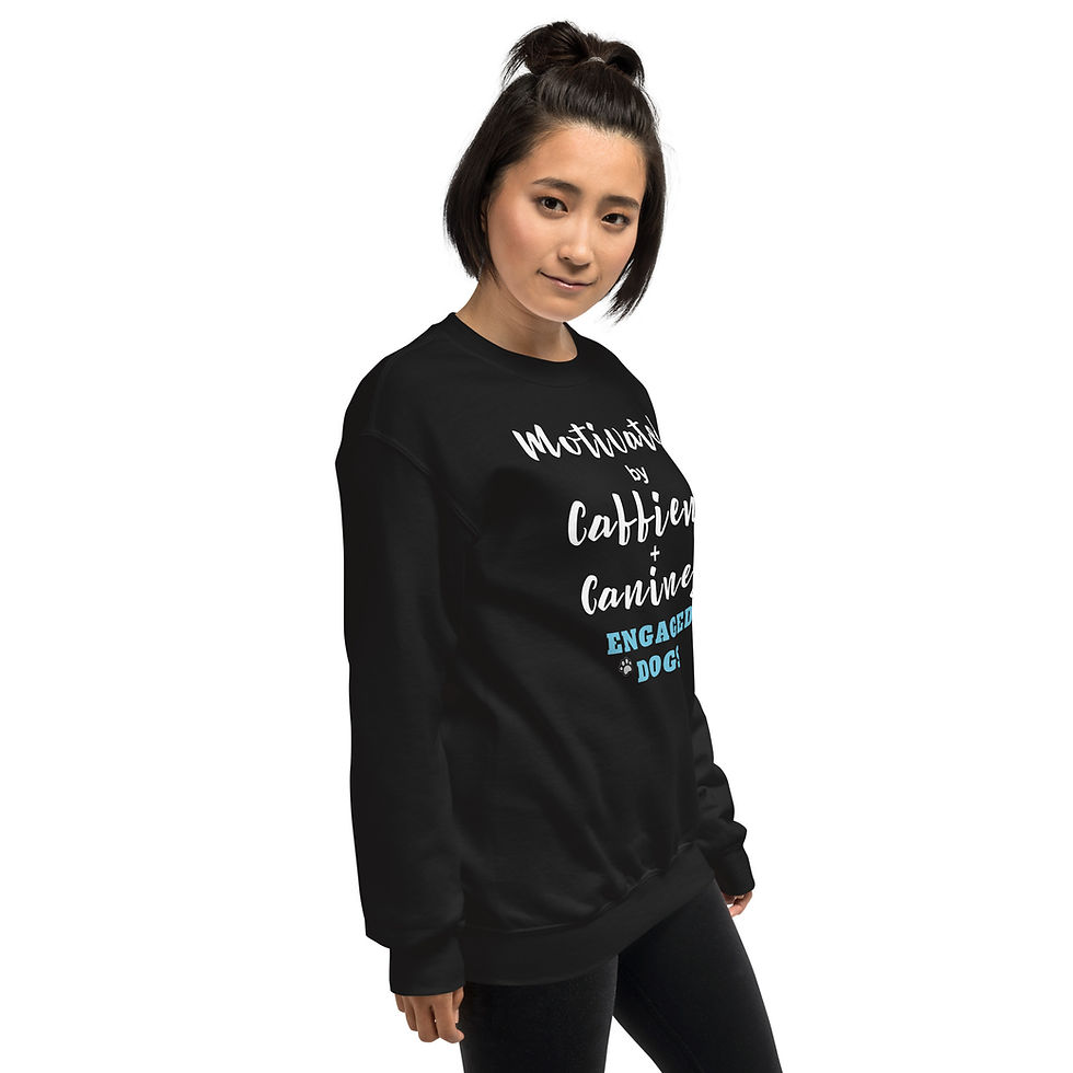 Thumbnail: "Motivated by Caffeine + Canines" Unisex Sweatshirt