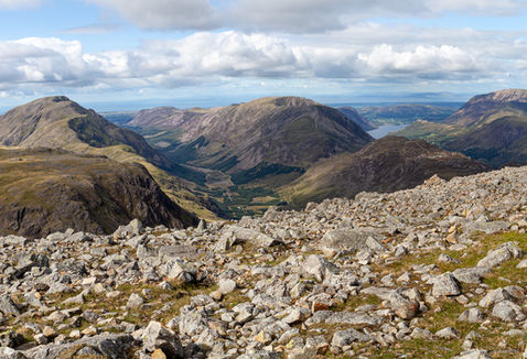 Great Gable summit view black and white Panoramic beautiful photo by Geoff Wayman