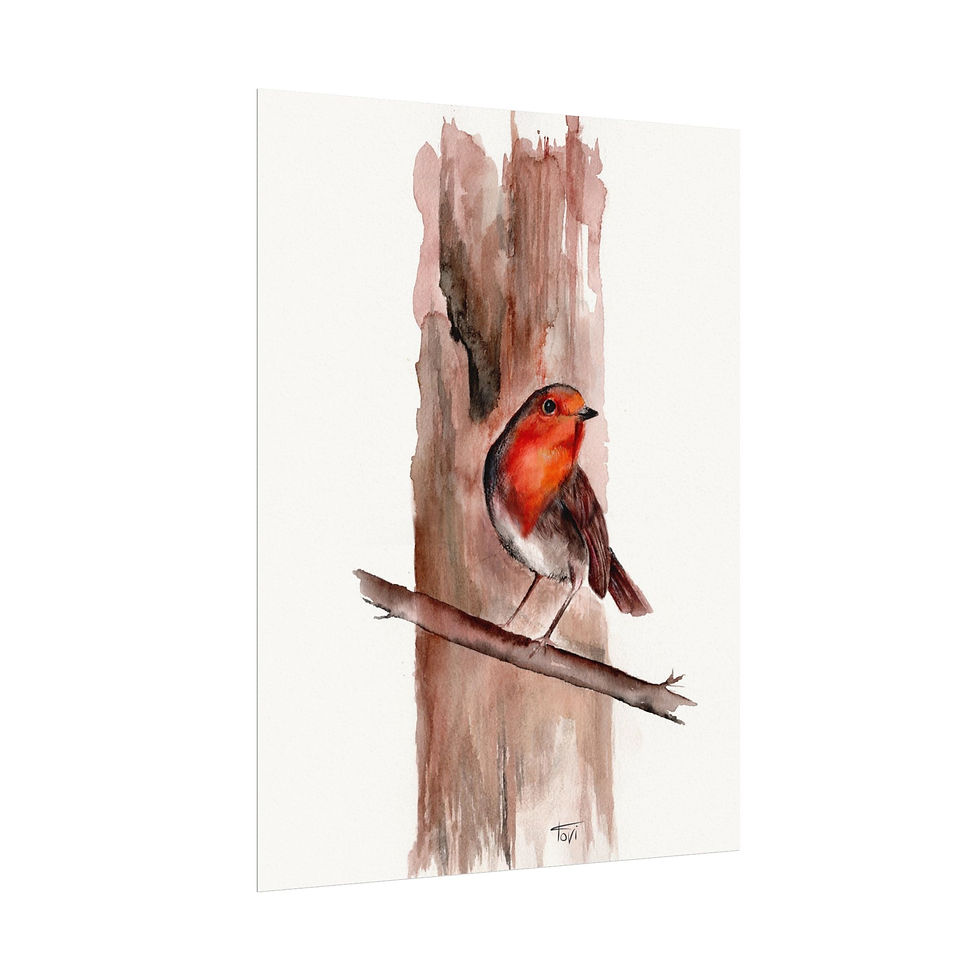 Thumbnail: Robin on Tree Bark - Fine Art Print