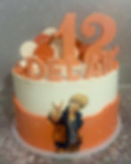 fault cake with printed image and topper