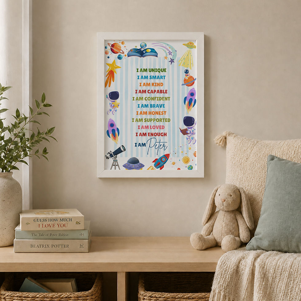 Thumbnail: I Am Enough — Space Explorer | Personalised Affirmation Framed Print for Boys