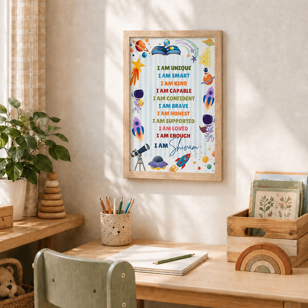 Thumbnail: I Am Enough — Space Explorer | Personalised Affirmation Framed Print for Boys