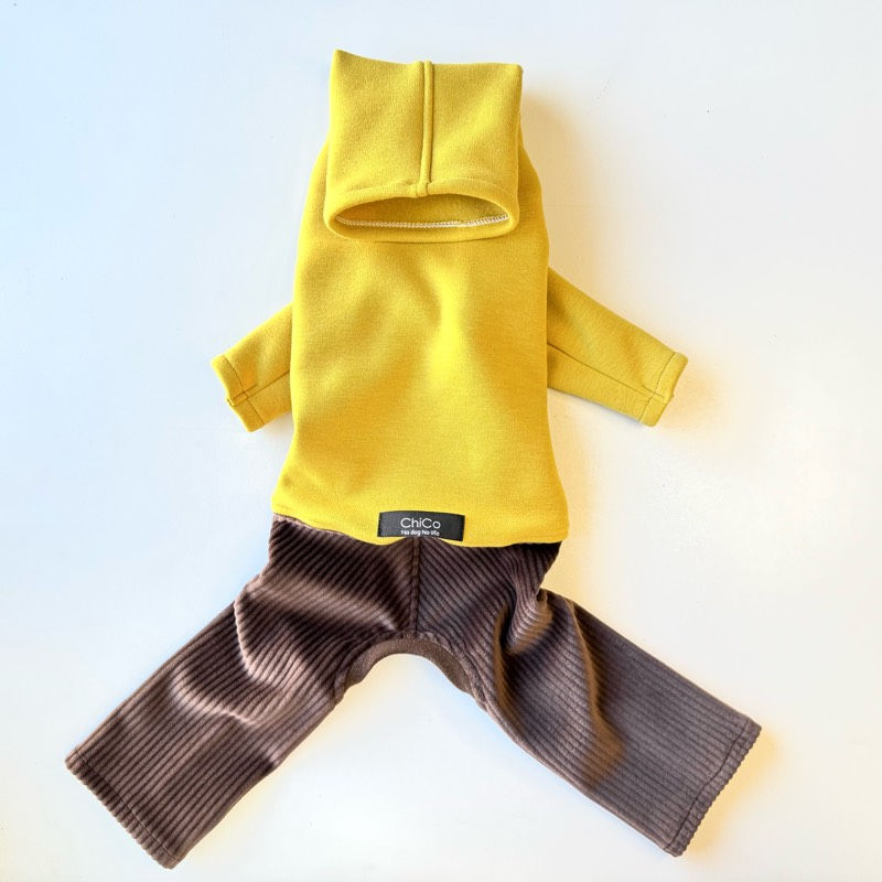 ダンボールニット×ボンバーヒートコーデュロイのロンパース