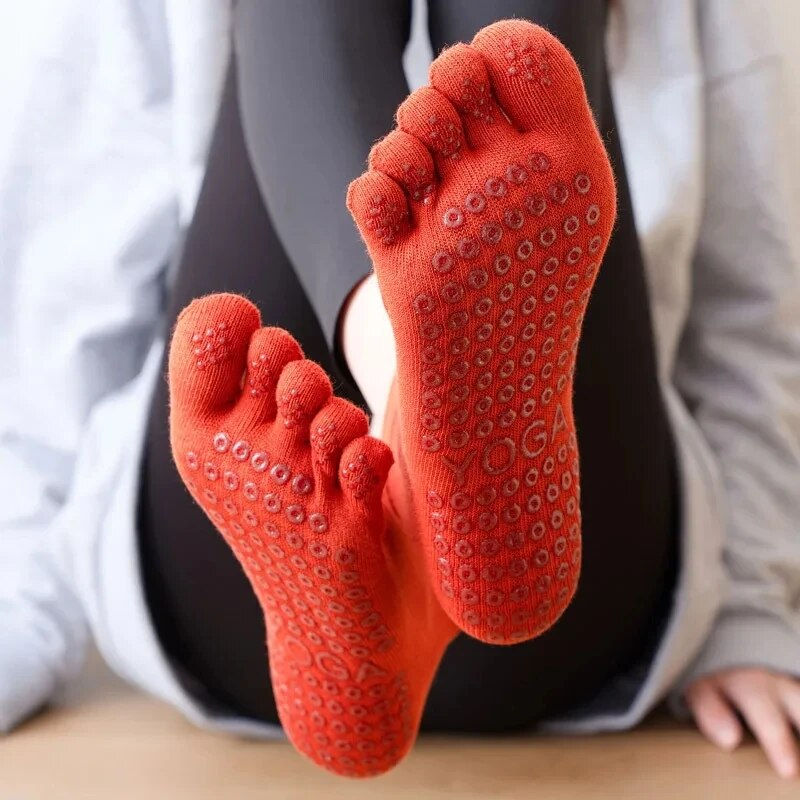 Thumbnail: Breathable Women Pilates Socks Five Toe Silicone Non-Slip Yoga Socks Anti-Slip B