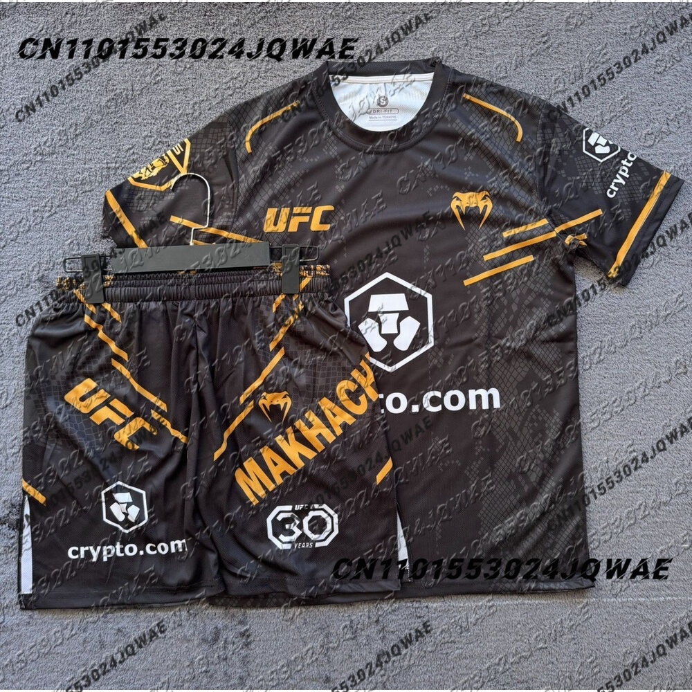 UFC Top Fighters Islam Makhachev Combat Fighting Event Tee Shorts Men Breathable