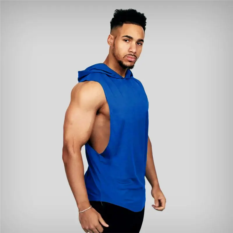 Thumbnail: Gym Clothing Fitness Hooded Hip Hop Tank Top Men Bodybuilding Muscle Workout Sin