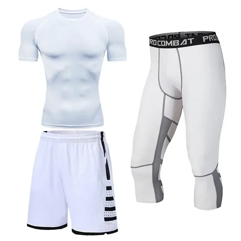 Thumbnail: Men's Running Tracksuit Fitness Sportswear Set Compression Leggings Quick-Drying