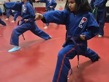 students performing karate technique with confidence and focus