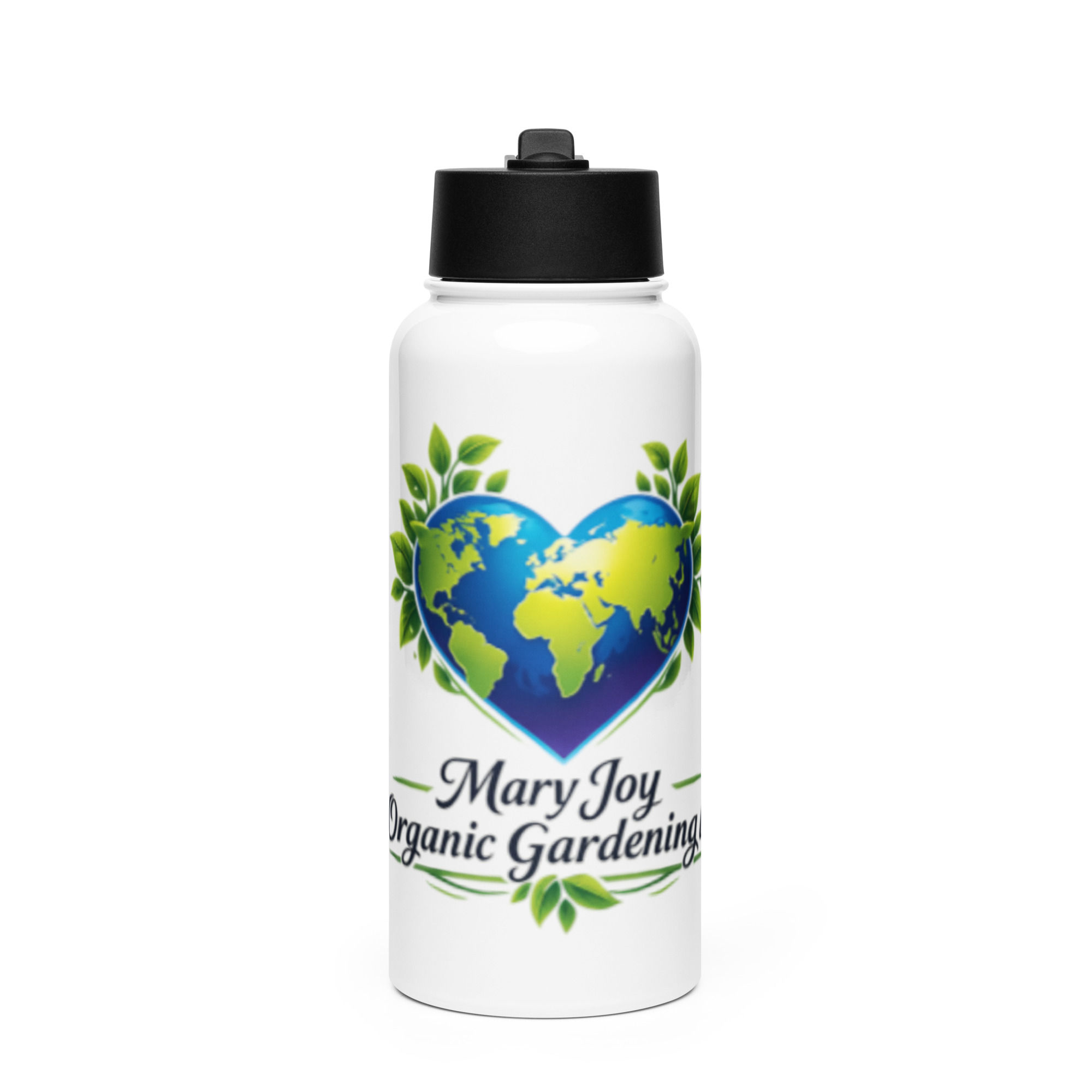 Stainless steel water bottle with a straw lid