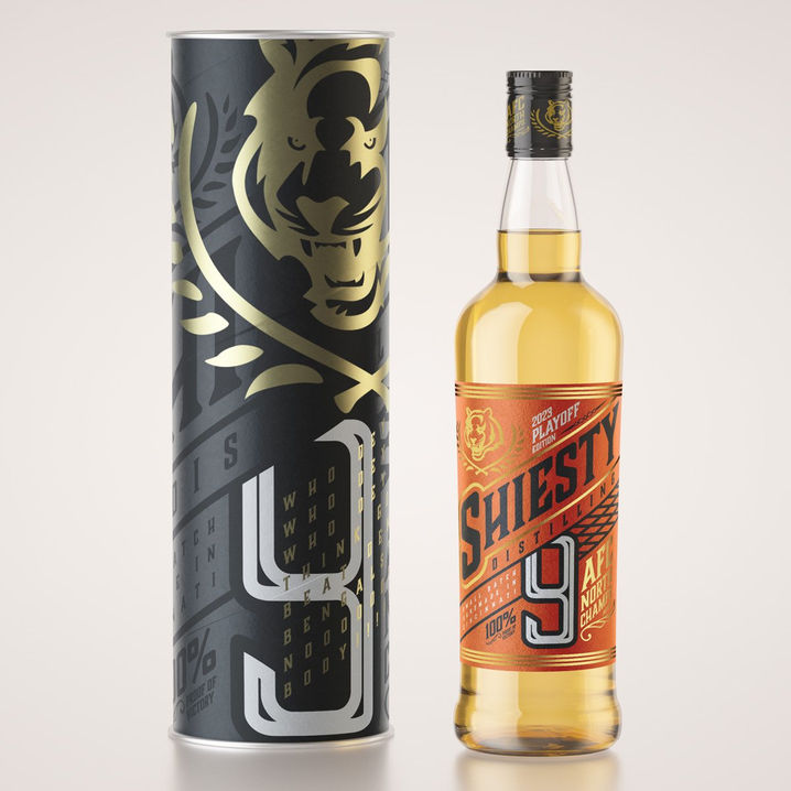 Liquor, beer, and barbecue sauce concept packaging design inspired by the Cincinnati Bengals.