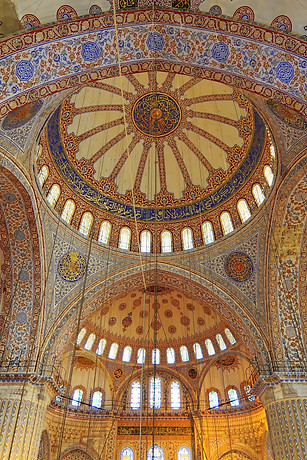 A decorate ceiling of a religious building