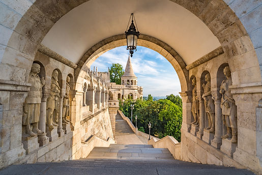 Historic portal in Budapest, Hungary, as can be seen during a European river cruise on the Danube. Luxury cruise travel agent in Arlington Virginia.